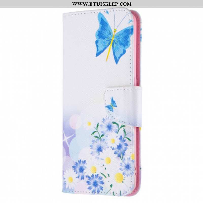 Etui Folio do Oppo A94 5G Malowane Motyle I Kwiaty